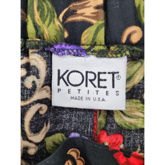 Vintage 80s Koret Floral Filagree Top Pleated Skirt Set Size 14 Black Red Purple - Picture 12 of 15